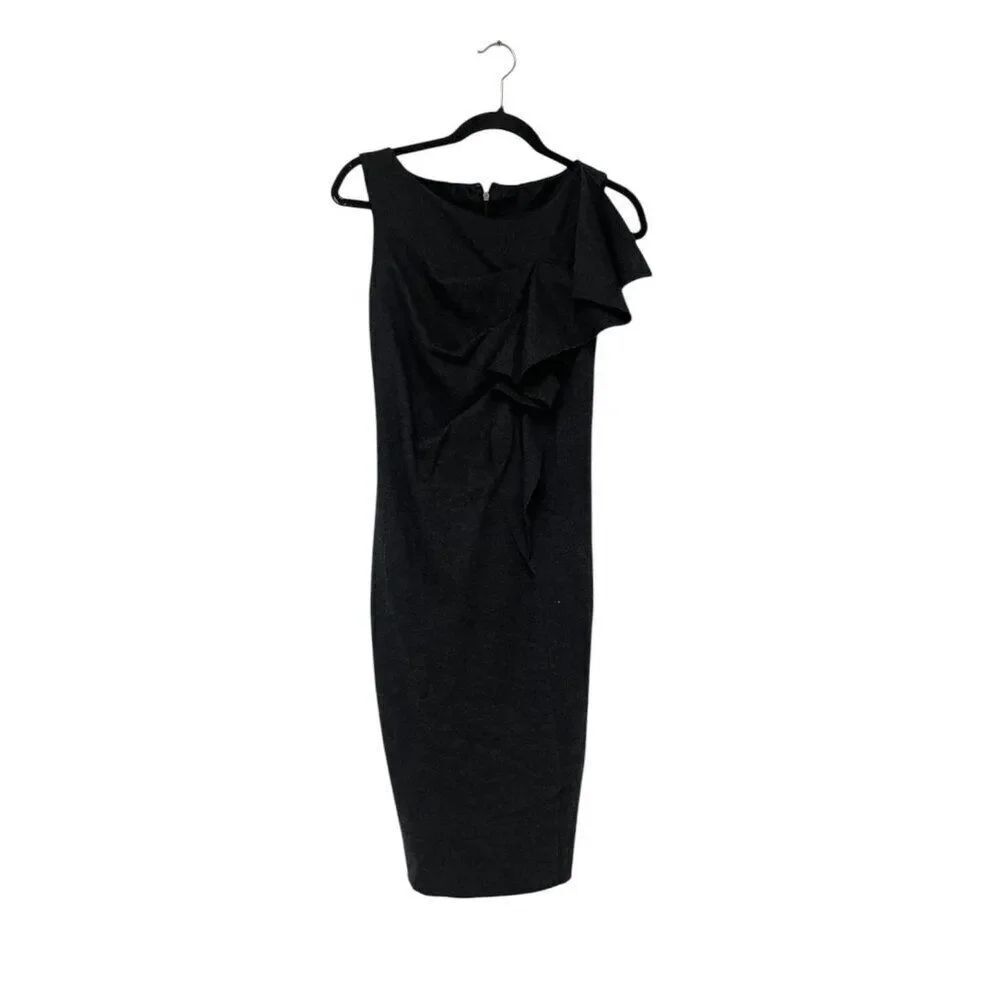 Max Mara Womens Sheath Dress Wool XS 42 Herringbone gray Black Sleeveless